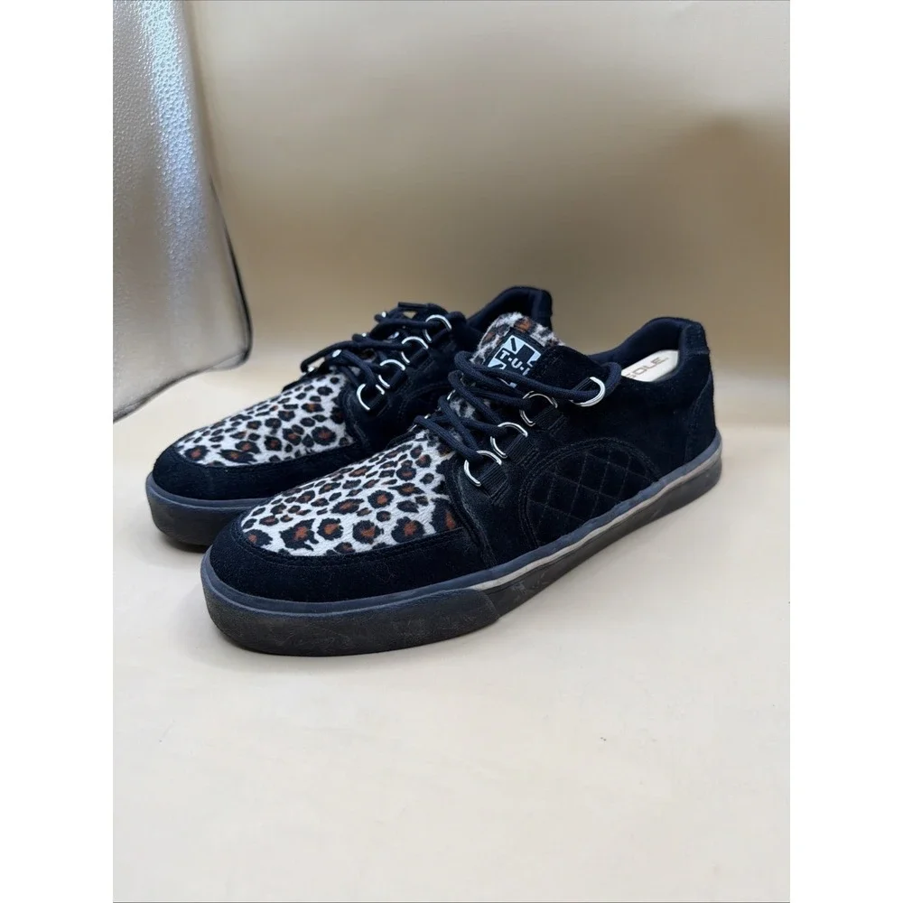 T.U.K. - Creeper Black Leopard/Canvas Upper - Girl Shoes Size 10M